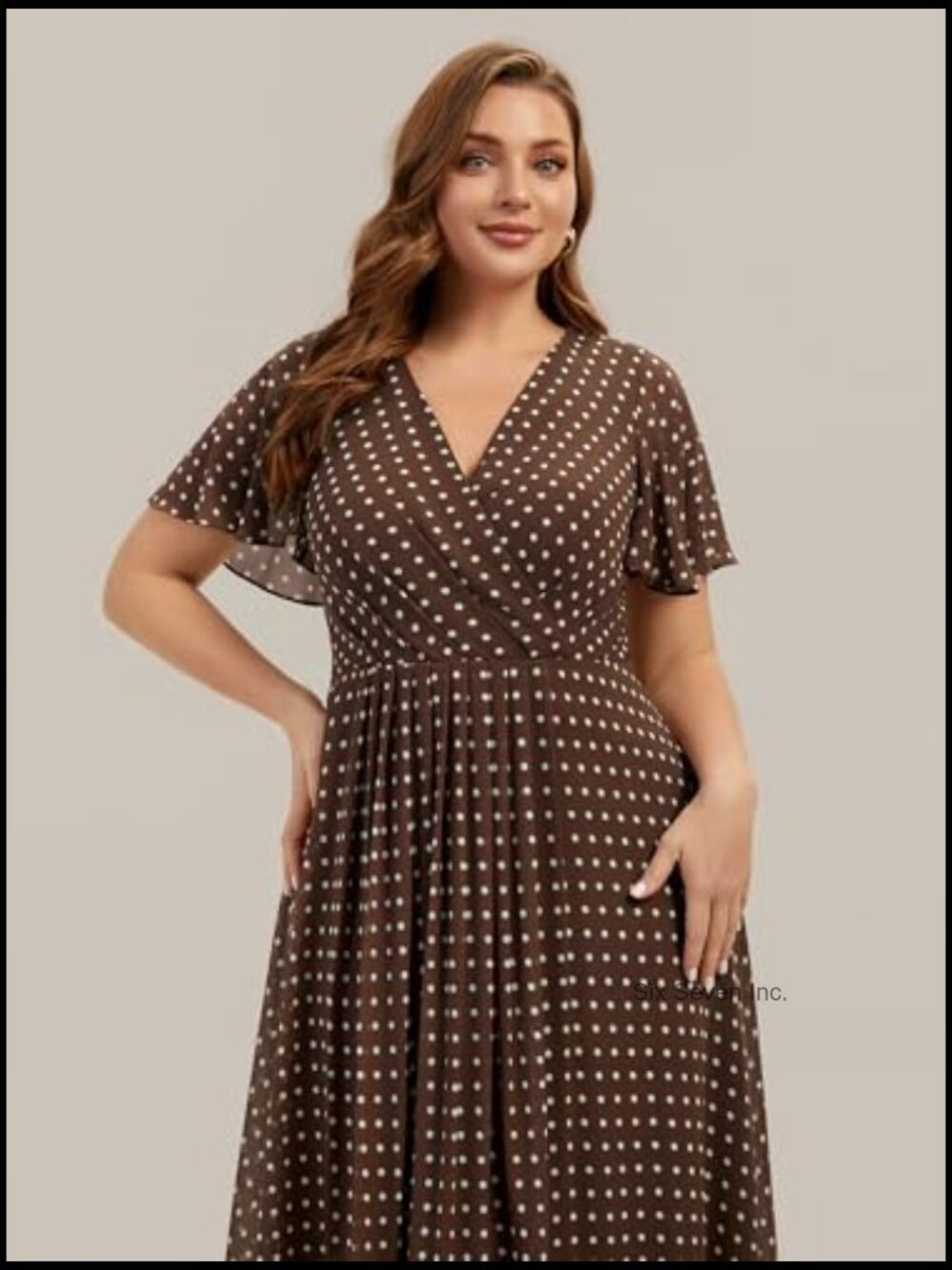 Plus Size V-Neck Chiffon Formal Dress High-Low Ruffle - Picture 5 of 5